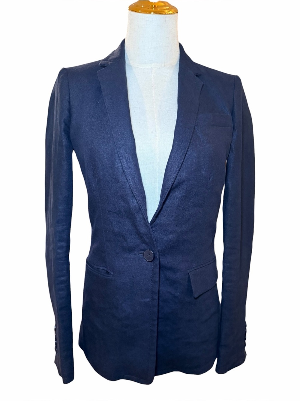 J.Crew 100% Linen Navy Blue Tailored Blazer Jacket Size 0 - Picture 4 of 8